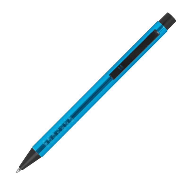 Kugelschreiber aus Metall mit Gravur / Farbe: türkis