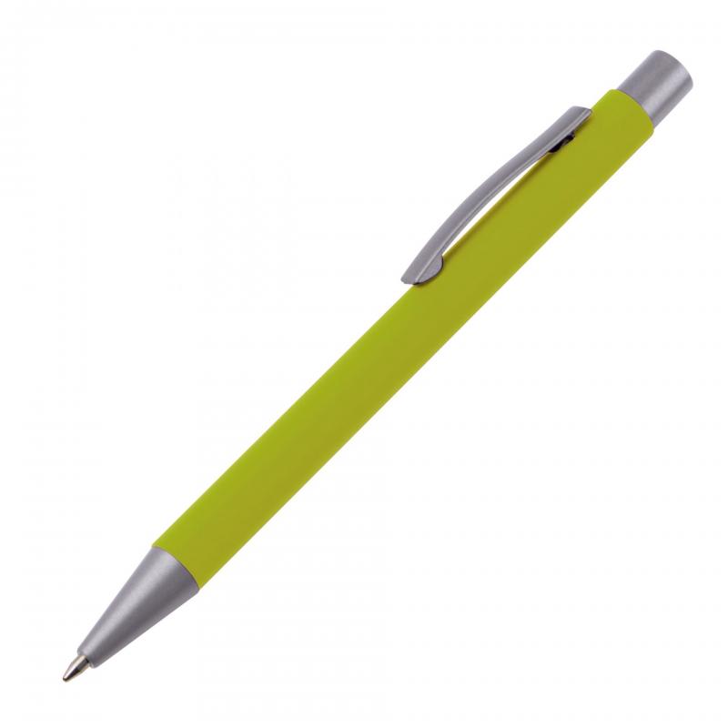 Kugelschreiber mit Gravur / aus Metall mit rubber finish Oberfläche / hellgrün