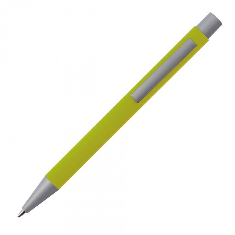 Kugelschreiber mit Gravur / aus Metall mit rubber finish Oberfläche / hellgrün