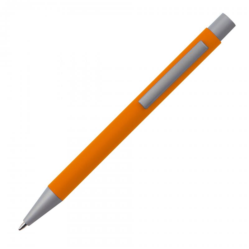 Kugelschreiber mit Gravur / aus Metall mit rubber finish Oberfläche / orange