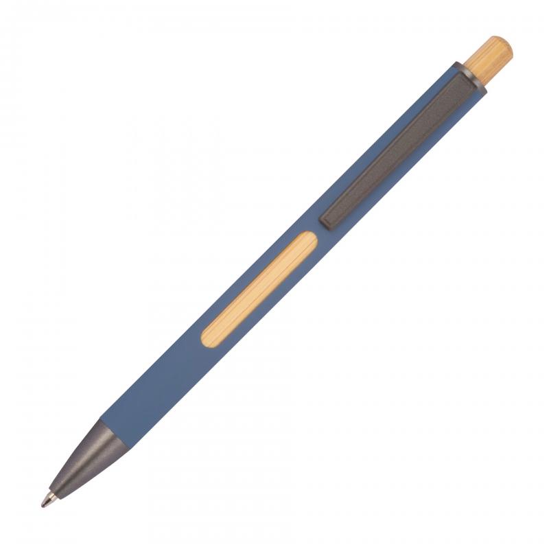 Kugelschreiber mit Gravur / mit wechselndem Bambusfenster / Farbe: blau