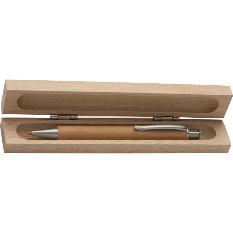 Kugelschreiber mit Namensgravur - aus Buchenholz - in einem Etui