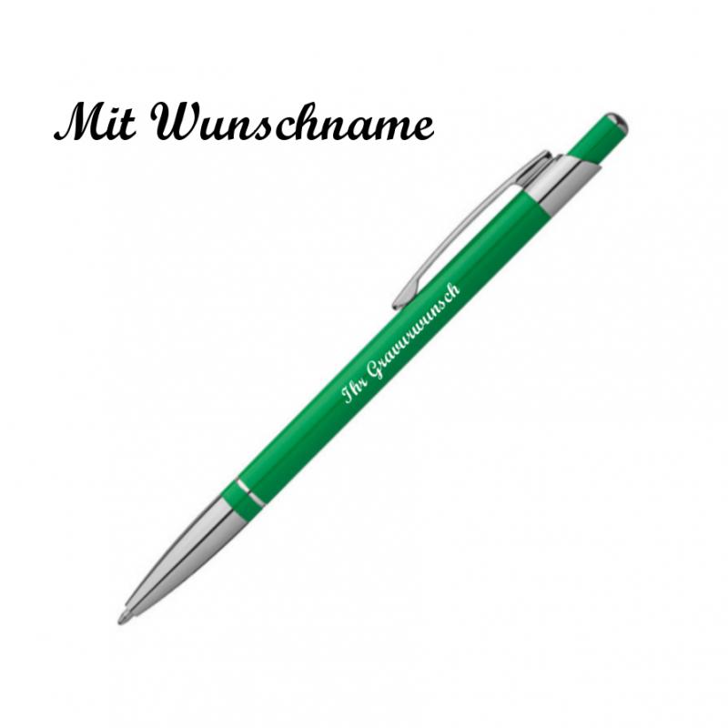 Kugelschreiber mit Namensgravur - aus Metall - slimline - Farbe: grün