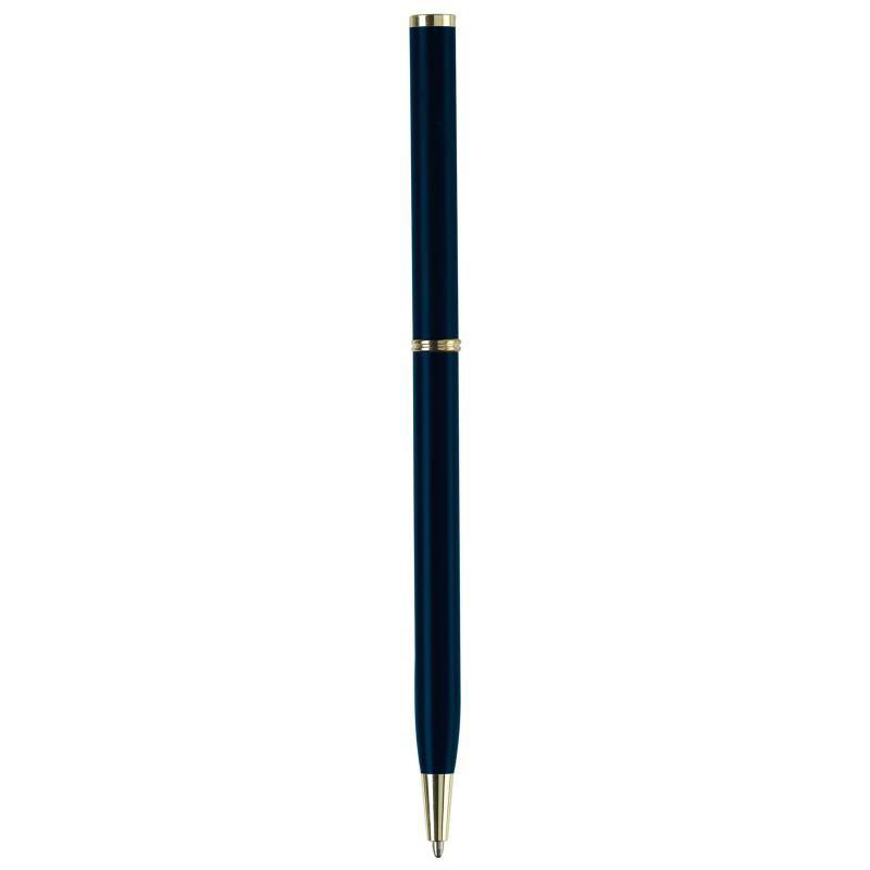 Metal-Kugelschreiber "slim" mit Gravur / mit goldfarbige Teile / Farbe: blau