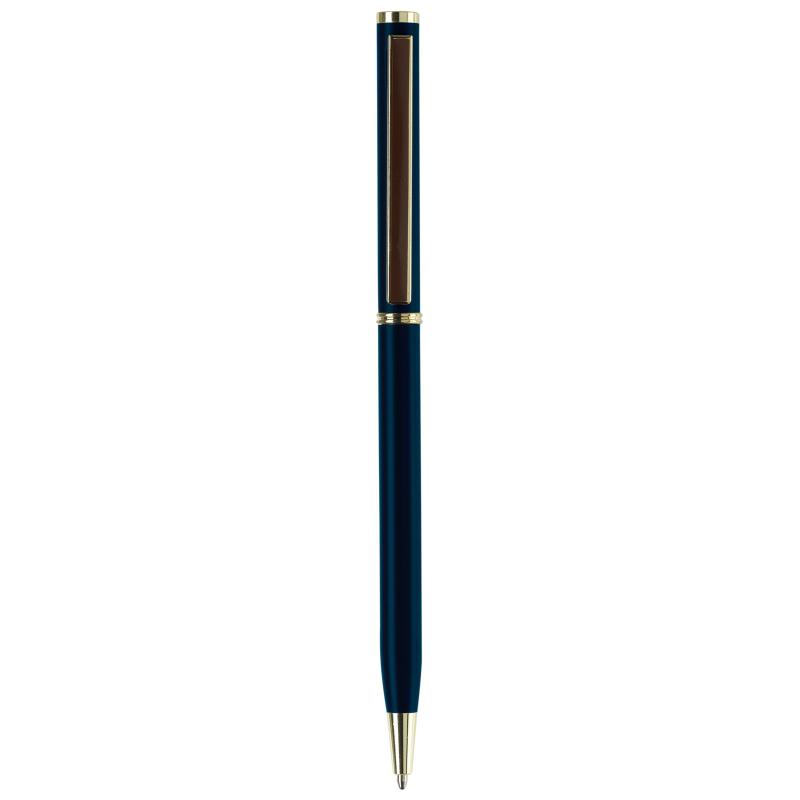 Metal-Kugelschreiber "slim" mit Gravur / mit goldfarbige Teile / Farbe: blau