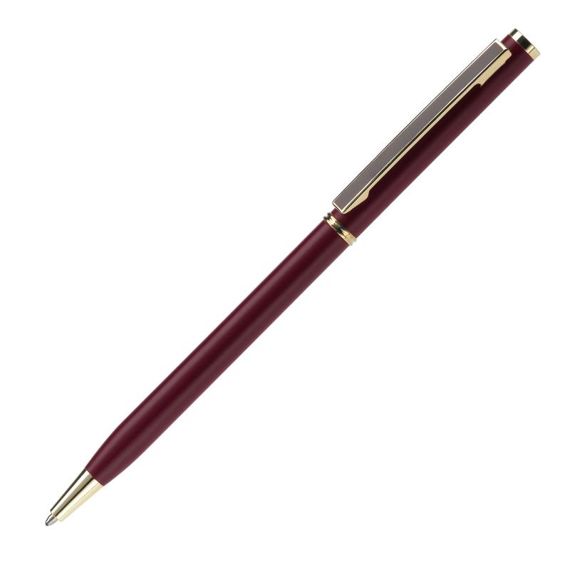Metal-Kugelschreiber "slim" mit Gravur / mit goldfarbige Teile / Farbe: rot