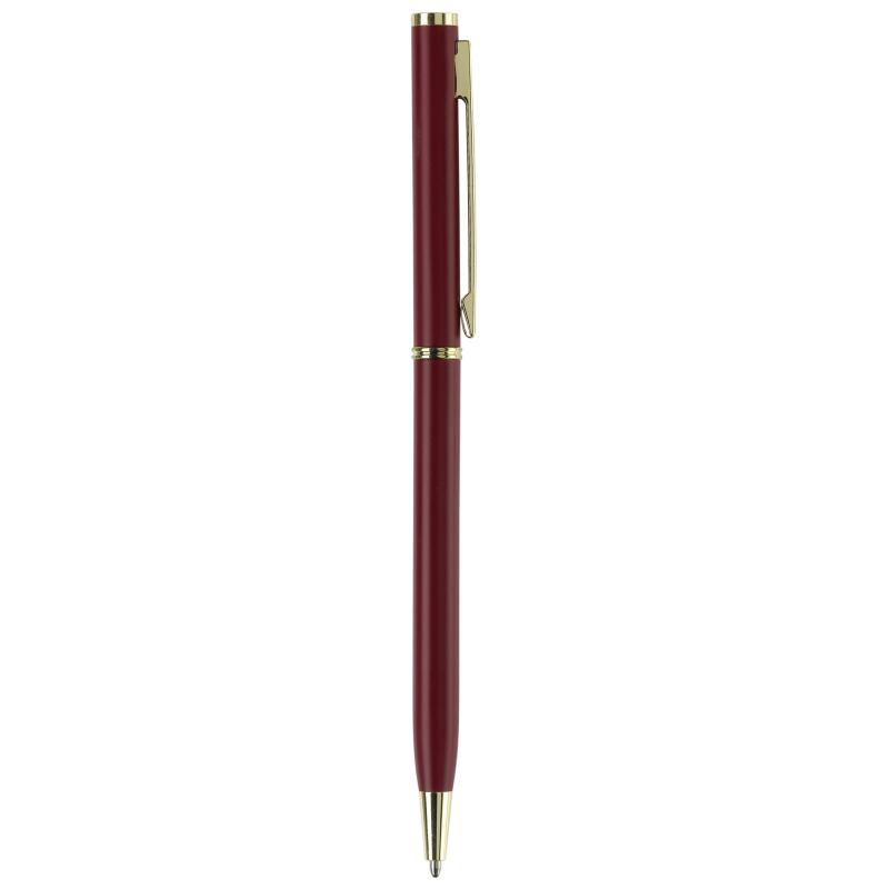 Metal-Kugelschreiber "slim" mit Gravur / mit goldfarbige Teile / Farbe: rot
