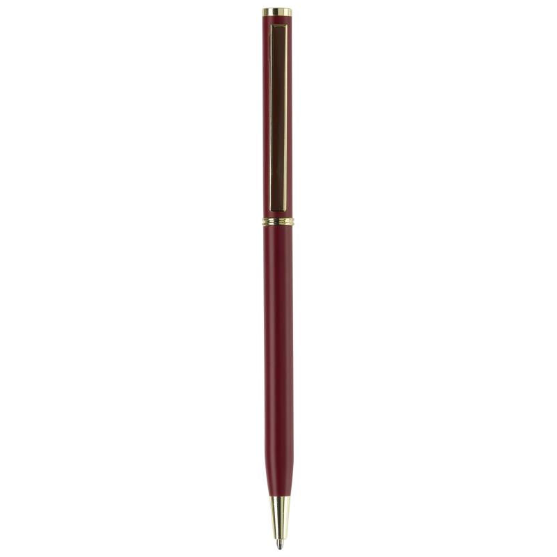 Metal-Kugelschreiber "slim" mit Gravur / mit goldfarbige Teile / Farbe: rot