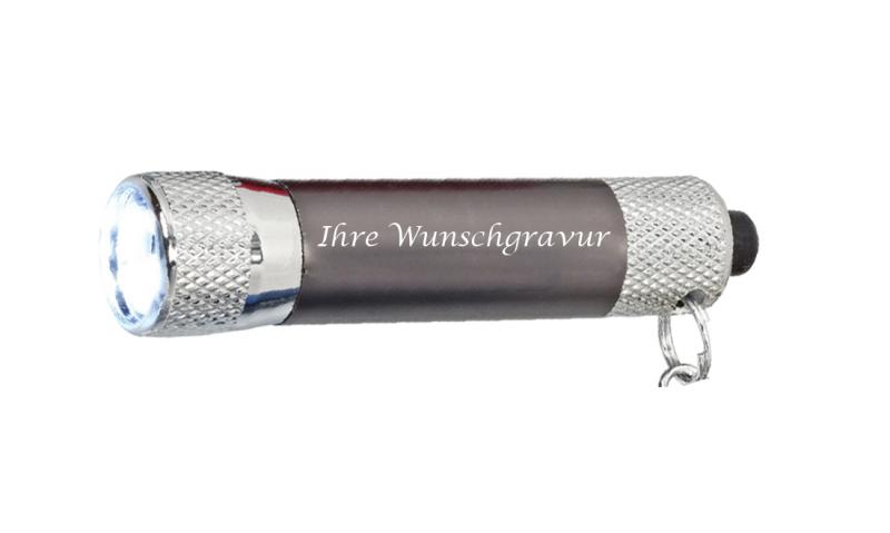 Metall-Schlüsselanhänger mit Gravur / mit Taschenlampe / Farbe: anthrazit