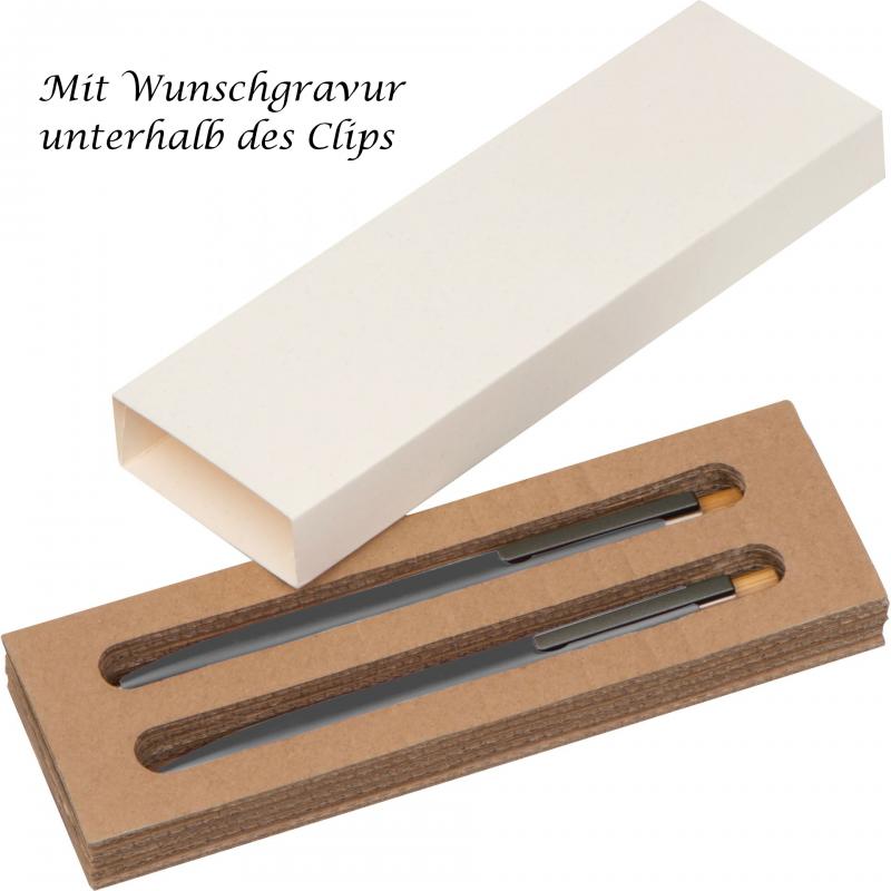 Metall-Schreibset mit Kugelschreiber und Druckbleistift mit Gravur / anthrazit
