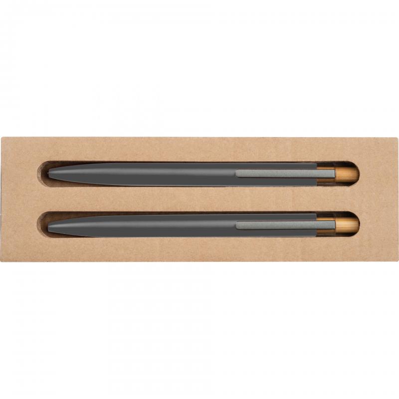 Metall-Schreibset mit Kugelschreiber und Druckbleistift mit Gravur / anthrazit