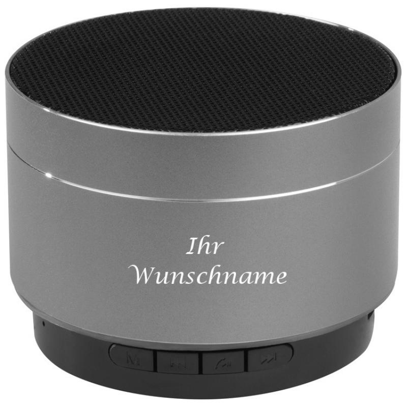 Mini Bluetooth Lautsprecher mit Gravur / aus Aluminium / Farbe: grau