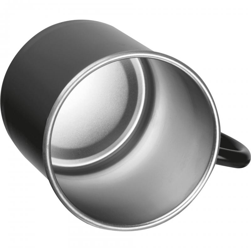 Nostalgische Stahltasse mit Gravur / Kaffeetasse / 350 ml / Farbe: schwarz