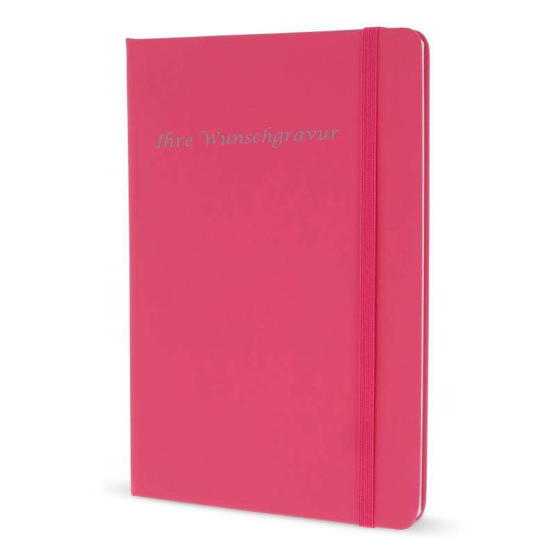 Notizbuch mit Gravur / DIN A5 / 192 S. / liniert / PU Hardcover / Farbe: pink