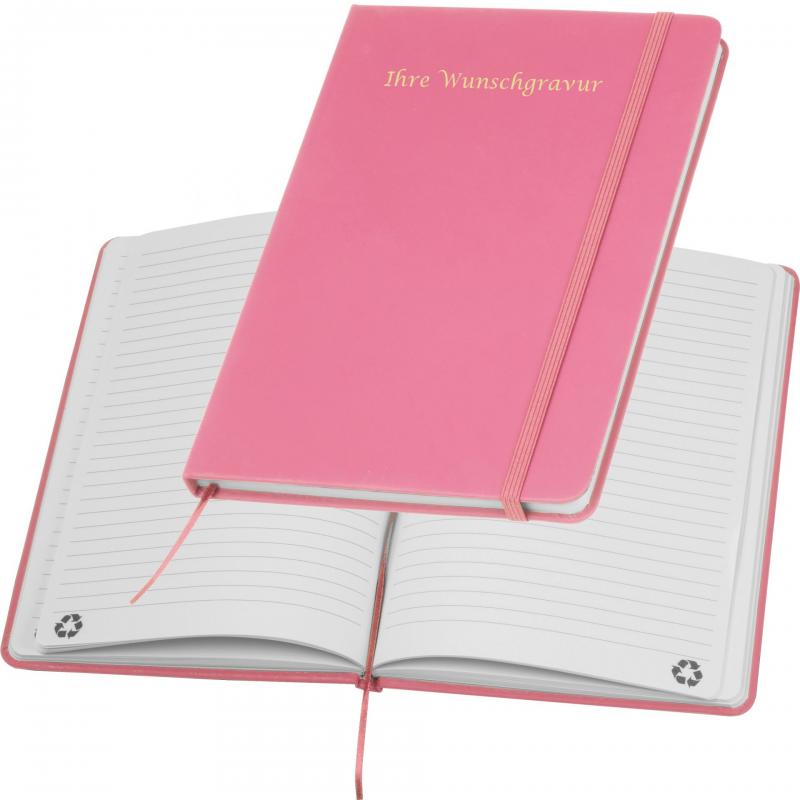 Notizbuch mit Gravur / DIN A5 / Umschlag aus PU / 160 Seiten / Farbe: pink
