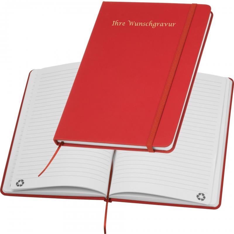 Notizbuch mit Gravur / DIN A5 / Umschlag aus PU / 160 Seiten / Farbe: rot
