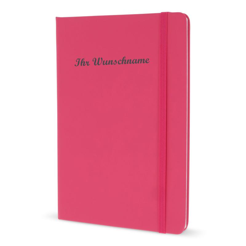 Notizbuch mit Namensgravur - DIN A5 - 192 S. - liniert - PU Hardcover - pink