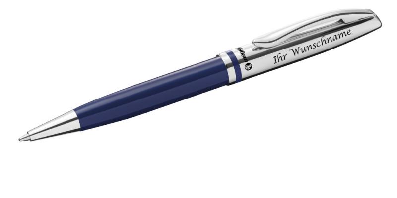 Pelikan Metall-Kugelschreiber mit Gravur + Veloursetui / glänzend dunkelblau