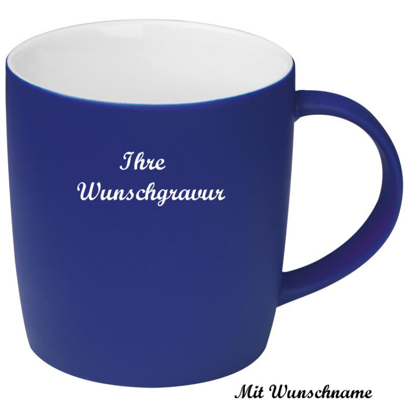 Porzellantasse mit Namensgravur / Kaffeetasse / 300 ml / Farbe: blau