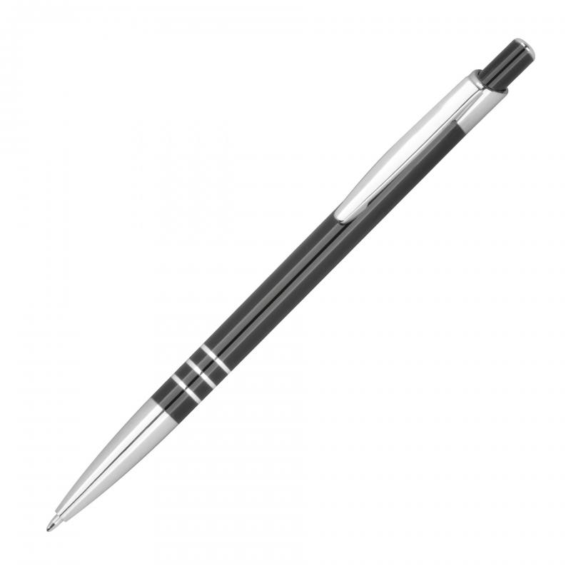 Schlanker Kugelschreiber aus Metall mit Gravur / Farbe: schwarz