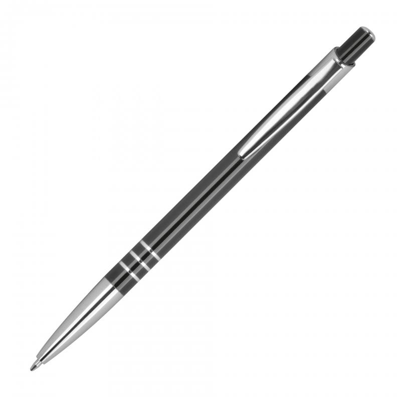 Schlanker Kugelschreiber aus Metall mit Gravur / Farbe: schwarz