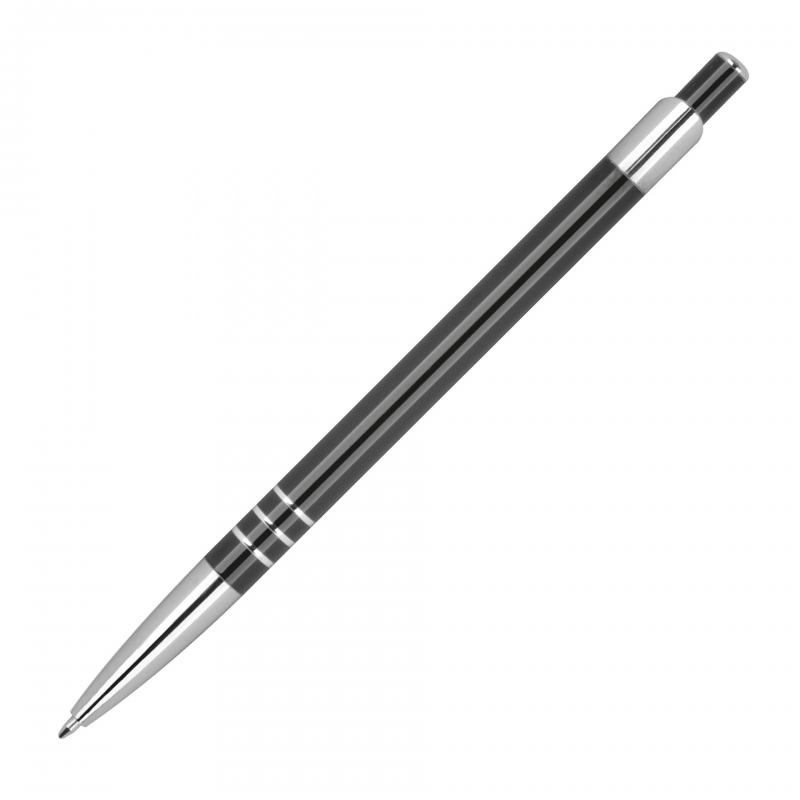 Schlanker Kugelschreiber aus Metall mit Gravur / Farbe: schwarz