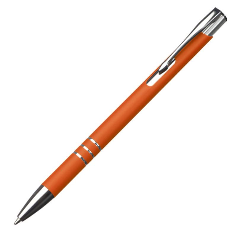 Schlanker Kugelschreiber mit Gravur / aus Metall / Farbe: orange