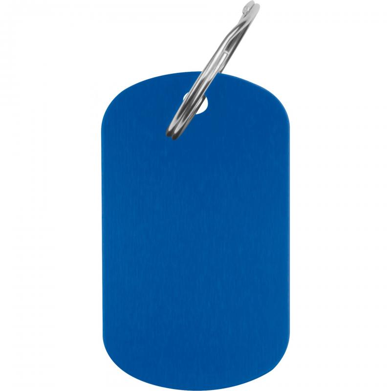 Schlüsselanhänger "Metallplättchen" mit Gravur / Farbe: blau