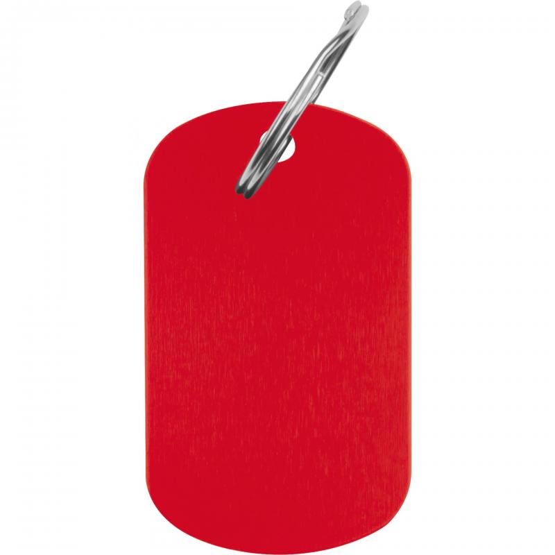 Schlüsselanhänger "Metallplättchen" mit Gravur / Farbe: rot