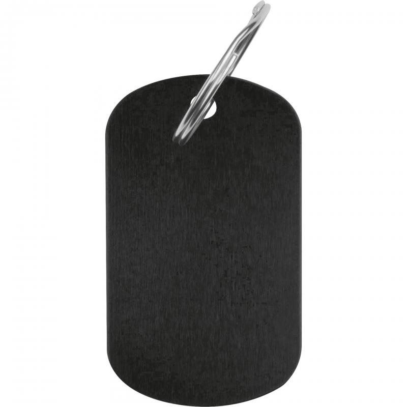 Schlüsselanhänger "Metallplättchen" mit Gravur / Farbe: schwarz