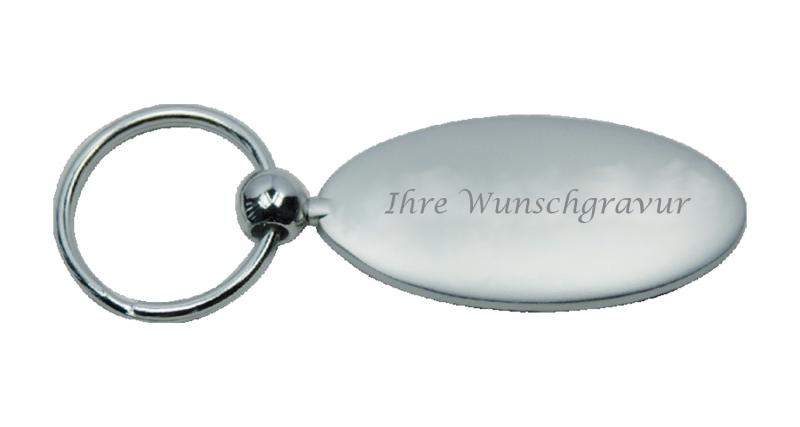 Schlüsselanhänger "oval" mit Gravur / aus stabilem Messing