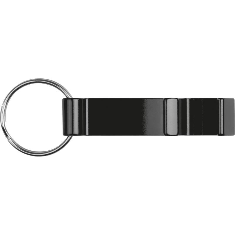 Schlüsselanhänger mit Gravur / mit Flaschenöffner / Farbe: schwarz