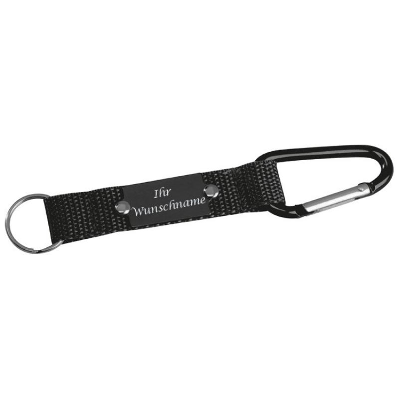 Schlüsselanhänger mit Gravur / mit Karabiner / Farbe: schwarz