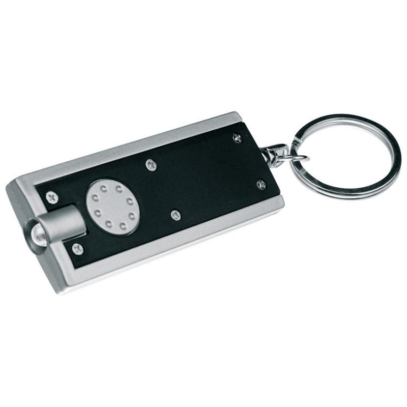 Schlüsselanhänger mit LED Taschenlampe mit Namensgravur - Farbe: schwarz