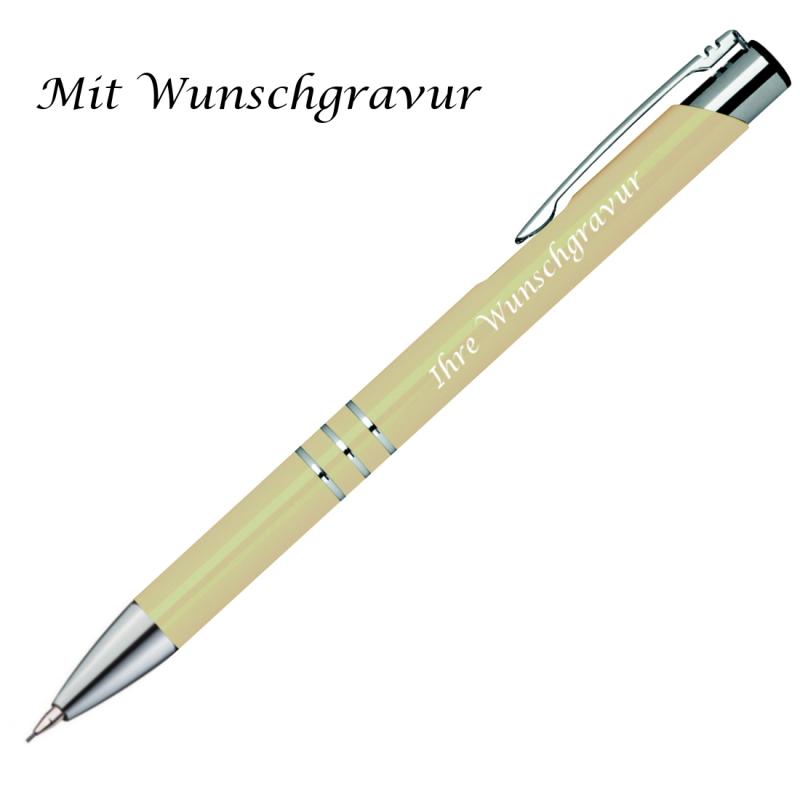 Schreibset mit Gravur / Touchpen Kugelschreiber + Druckbleistift / elfenbein