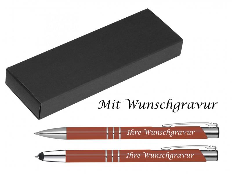 Schreibset mit Gravur / Touchpen Kugelschreiber + Kugelschreiber / Farbe: kupfer
