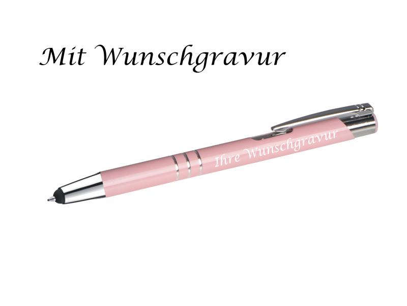 Schreibset mit Gravur / Touchpen Kugelschreiber + Kugelschreiber / pastell rosa