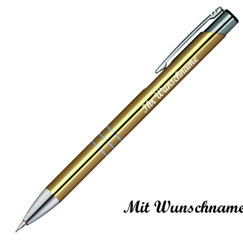 Schreibset mit Namensgravur - Touchpen Kugelschreiber + Druckbleistift - gold