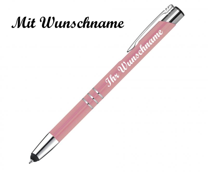 Schreibset mit Namensgravur - Touchpen Kugelschreiber + Druckbleistift - rosé