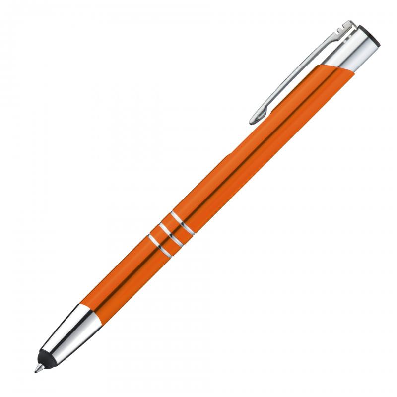Schreibset mit Namensgravur - Touchpen Kugelschreiber + Kugelschreiber - orange