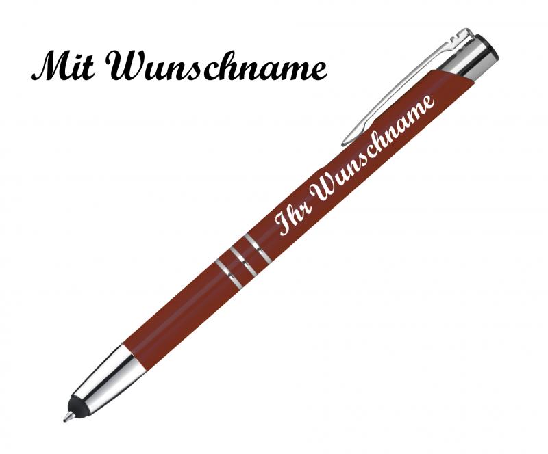 Schreibset mit Namensgravur - Touchpen Kugelschreiber+Druckbleistift - bordeaux