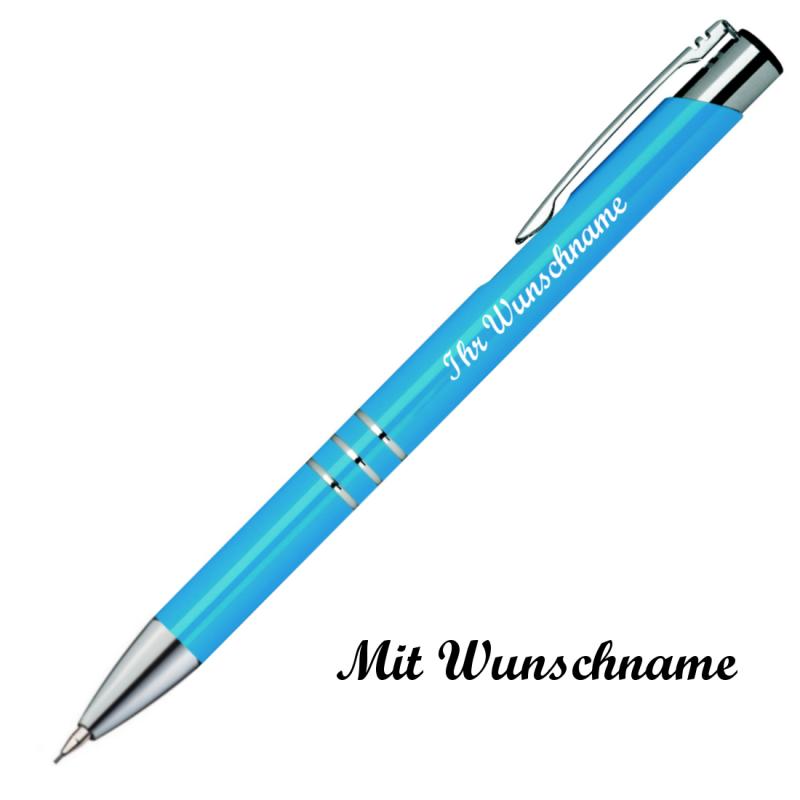 Schreibset mit Namensgravur - Touchpen Kugelschreiber+Druckbleistift - hellblau