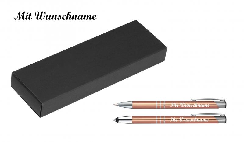 Schreibset mit Namensgravur - Touchpen Kugelschreiber+Druckbleistift - roségold