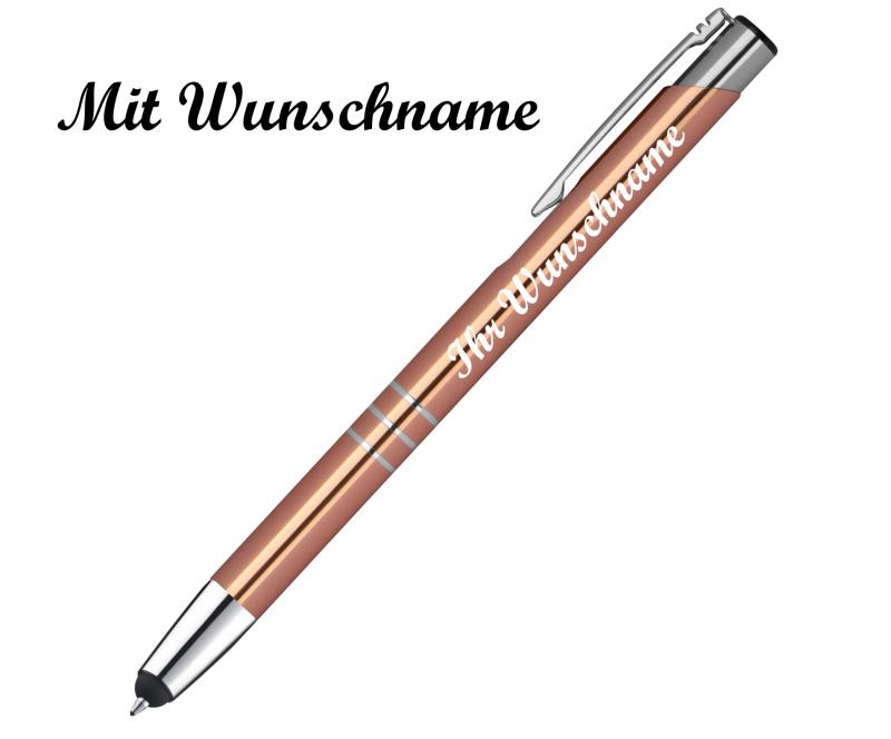 Schreibset mit Namensgravur - Touchpen Kugelschreiber+Druckbleistift - roségold