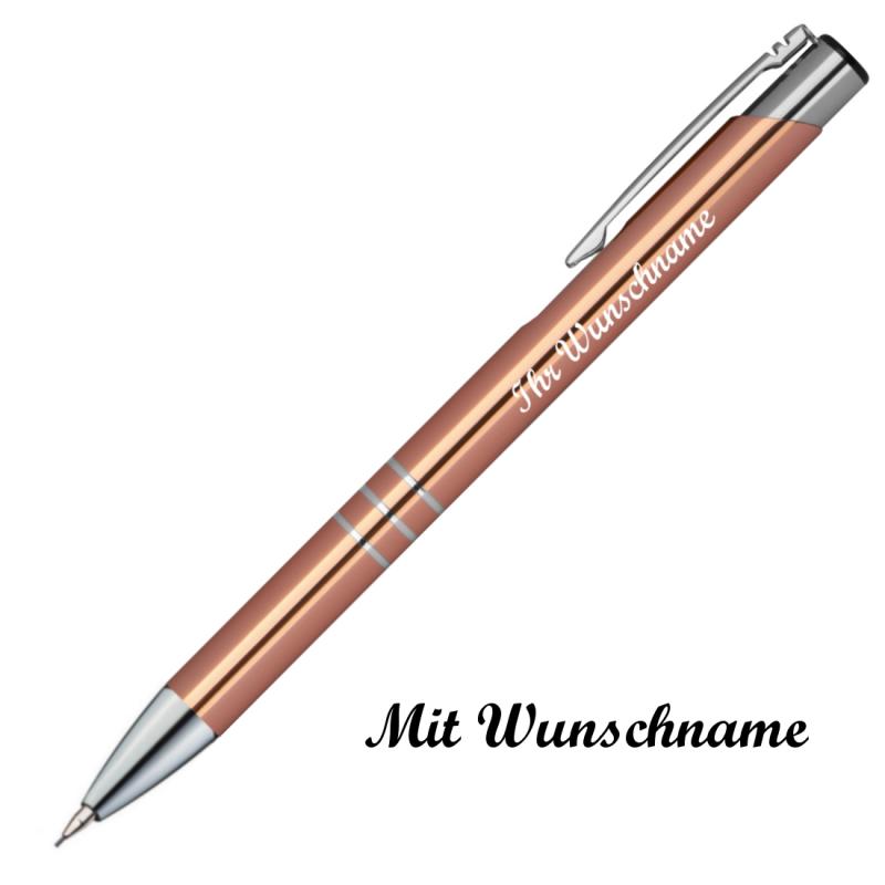 Schreibset mit Namensgravur - Touchpen Kugelschreiber+Druckbleistift - roségold