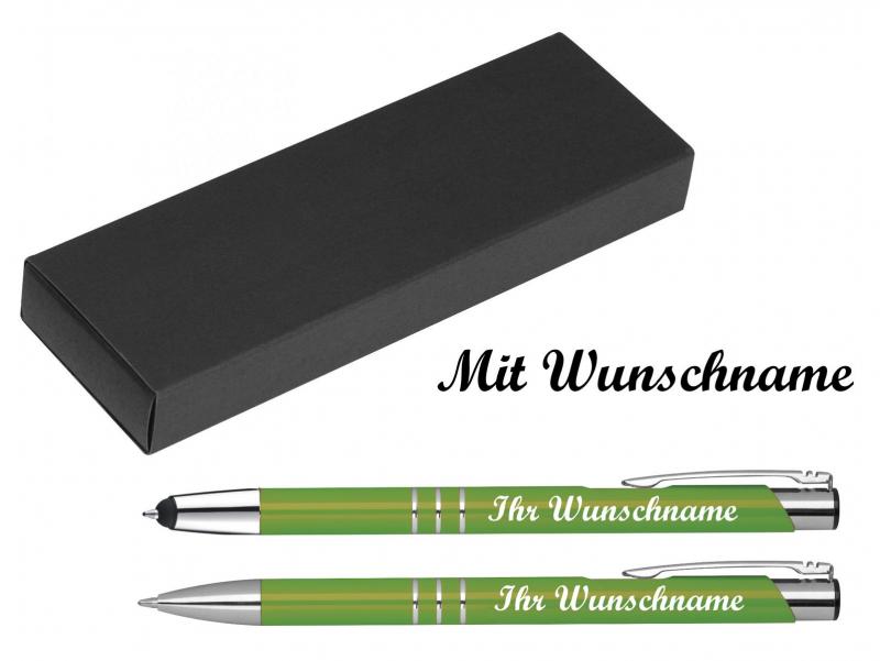 Schreibset mit Namensgravur - Touchpen Kugelschreiber+Kugelschreiber - hellgrün