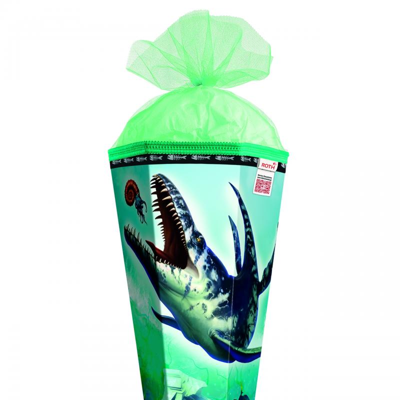 Schultüte mit Gravur / Zuckertüte / 85cm / eckig / "Dino Mosasaurus"