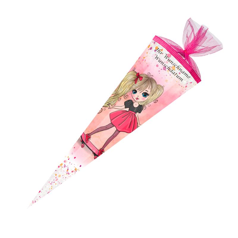 Schultüte mit Gravur / Zuckertüte / 85cm / eckig / "Fashionista"