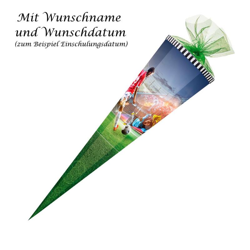 Schultüte mit Gravur / Zuckertüte / 85cm / eckig / "Fußball"