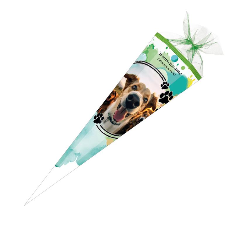 Schultüte mit Gravur / Zuckertüte / 85cm / eckig / "Hunde"
